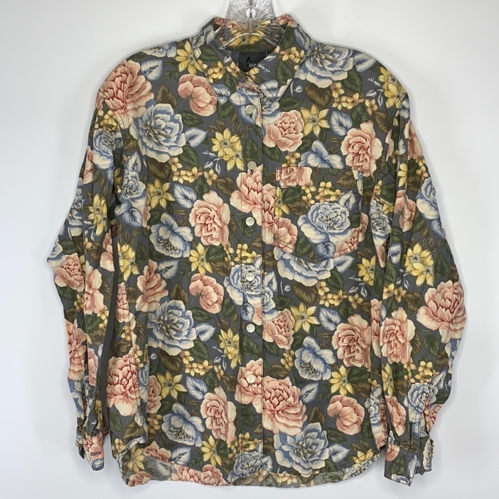 Vintage Liz Wear Floral Long Sleeve Button Up Small